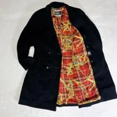 カシミヤ100%✨◇チェスターコート バロック柄 ダブル レトロ 90s 派手柄