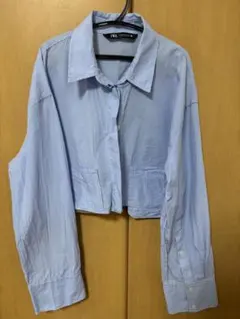 ZARA ライトブルー クロップドシャツ M