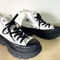 美品✨CONVERSEオールスター 厚底ハイカット 23cm白黒トレックウエーブ