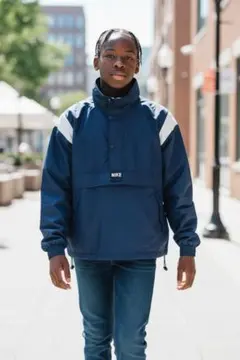 90s白タグNike ネイビー アノラックパーカーナイロンジャケットM