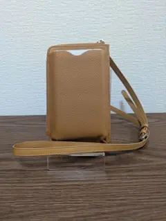 牛革 スマホショルダーバッグ キャメル