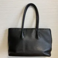 日本製 本革 資生堂 THE GINZA レザートートバッグ 黒キーストラップ付のサムネイル