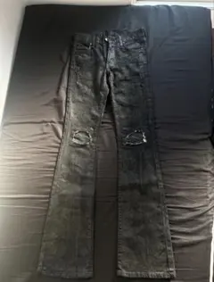 archive LGB系 パイソン柄 コーティング クラッシュ フレアデニム M