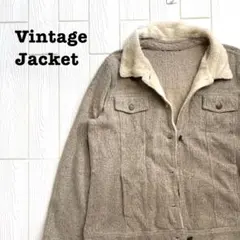 古着 ビンテージ ボアジャケットアメカジ ベージュ 裏地フリース Mサイズ相当