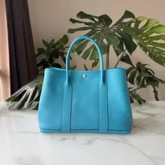 エルメス ガーデンパーティー HERMESブルーアトール トワル 36cm pm