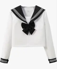 L 学生服セーラー服 上着 ホワイト×ブラック 長袖