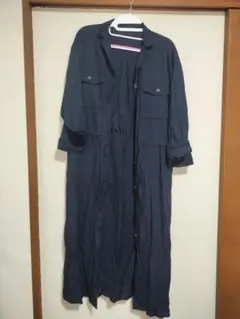 ネイビー シャツワンピース 長袖