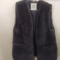 ZARA kids グレー　ファーベスト　サイズ13/14　164