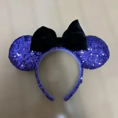 紫色スパンコール ミッキー風カチューシャ