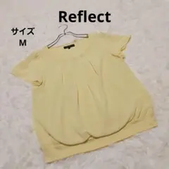 リフレクト シフォンギャザーブラウス M イエロー 半袖 カジュアル フェミニン