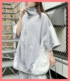 ☆Whinnyホワイニー☆超美品♪完売配色裏地メッシュ半袖ビッグナイロンブルゾンのサムネイル