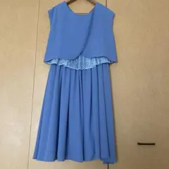 ライトブルー レース装飾ドレス