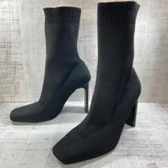 ZARA ザラ ソックスブーツ 37（23.5‐24㎝） ブラック 黒 ヒール
