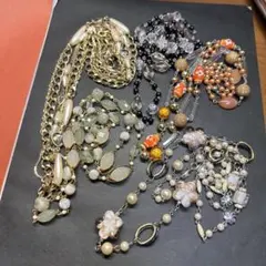 ネックレス ロング 多重 5点セット まとめ売り ミックス素材 カジュアル