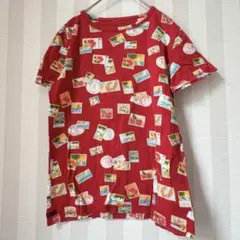 レア マドモアゼルノンノン 半袖 赤 コットン Tシャツ カットソー 総柄 Mのサムネイル