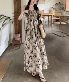 SHINE 花柄キャミソールロングワンピース