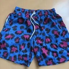 青と黒のヒョウ柄 バスケットボールパンツ S