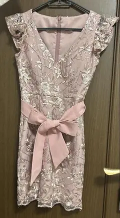 JEWELS スパンコール花柄刺繍フリルドレス XS キャバドレス