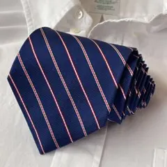 Brooks Brothers ピュアシルクネクタイ 米国製　青　白x赤のサムネイル
