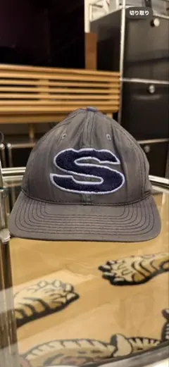 。*様 白タグOLDステューシー　ヴィンテージキャップ グレー系×紺Sロゴ