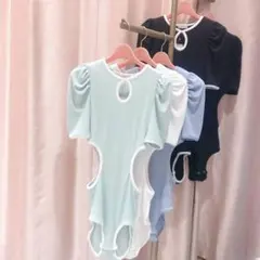 lilLillyリルリリー レオタードリブトップス白♡ホワイト ボディスーツのサムネイル