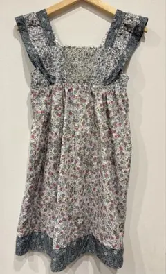 【美品】ザラ160 花柄シャーリングワンピース　ブルーグリーン　ホワイト　ピンクのサムネイル