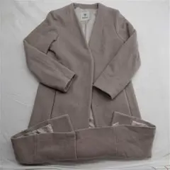 ★nano・universe ベージュ系ノーカラーウールコート レディース