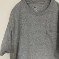 Hanes BEEFY-T ポケT グレー L 無地