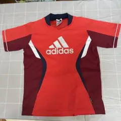 140 adidas レッド Vネック サッカーシャツ