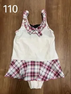 スイムウェア　水着　ワンピース　キッズ　女児　110cm シンプル　ホワイト系