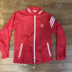 adidas ナイロンジャケット レッド　ビンテージ　デザイン　80s　Sサイズのサムネイル