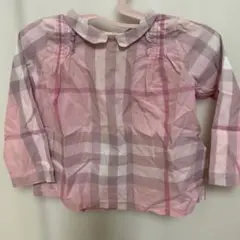 バーバリー　Burberry ピンク系チェック柄襟付き長袖シャツ　12M