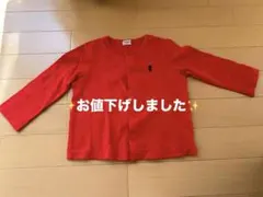 赤いボタン付きカーディガン M (80-90)