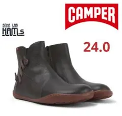 極美品　PEU CAMI　サイドジップ　アンクルブーツ　グレー　24.0