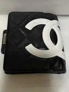 CHANEL カンボンライン　二つ折り財布　ブラック/ピンク　正規品