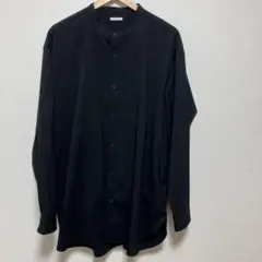 GU 黒　長袖　シャツ バンドカラー ポケット付き　ノーカラー ジーユー　XL