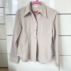 ヴィンテージ 昭和レトロ ブラウス 長袖シャツ ベージュM