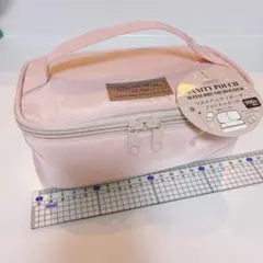 キャンドゥ　コスメバニティポーチ　ブラシホルダー付き　ベビーピンクのサムネイル