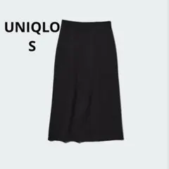 ストレッチ ダブルフェイス スリットスカート ブラック ユニクロ