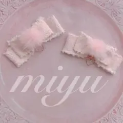 ヘアクリップ　（ふわもこベビーピンク♡ピンクポンポン）　ロリィタ　ピンク