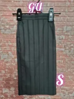 GU ジーユー ストライプ柄 ナロー ミディスカート ダークグレー sizeS