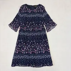 Reflect リフレクト　小花柄　シフォンワンピース　ネイビー