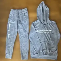 claudio pandiani スウェット上下セット S グレーxホワイトロゴ
