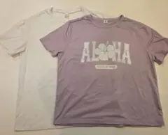 SHEIN　AlohaプリントとビーチデザインTシャツセット
