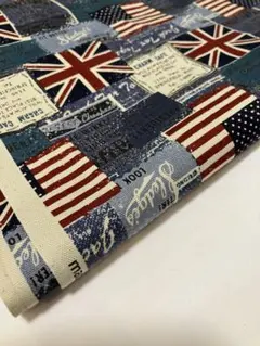 1m ラスト　パッチワーク柄　ブルー　オックス　ハギレ