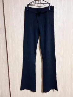 GUリブ編みフレアパンツ 黒 紺