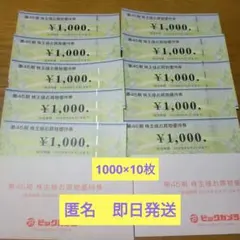 ビックカメラ 株主優待券 10,000円分