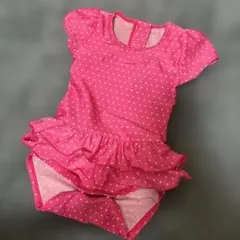ピンク ドット ロンパース 水着 90cm