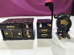 ひな祭り　雛飾り　雛道具「小箪笥　お針箱　手鏡　３点セット」久月よろこび雛　共箱