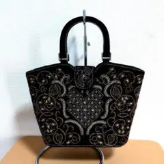 ビーズ刺繍 ハンドバッグ ブラックのサムネイル